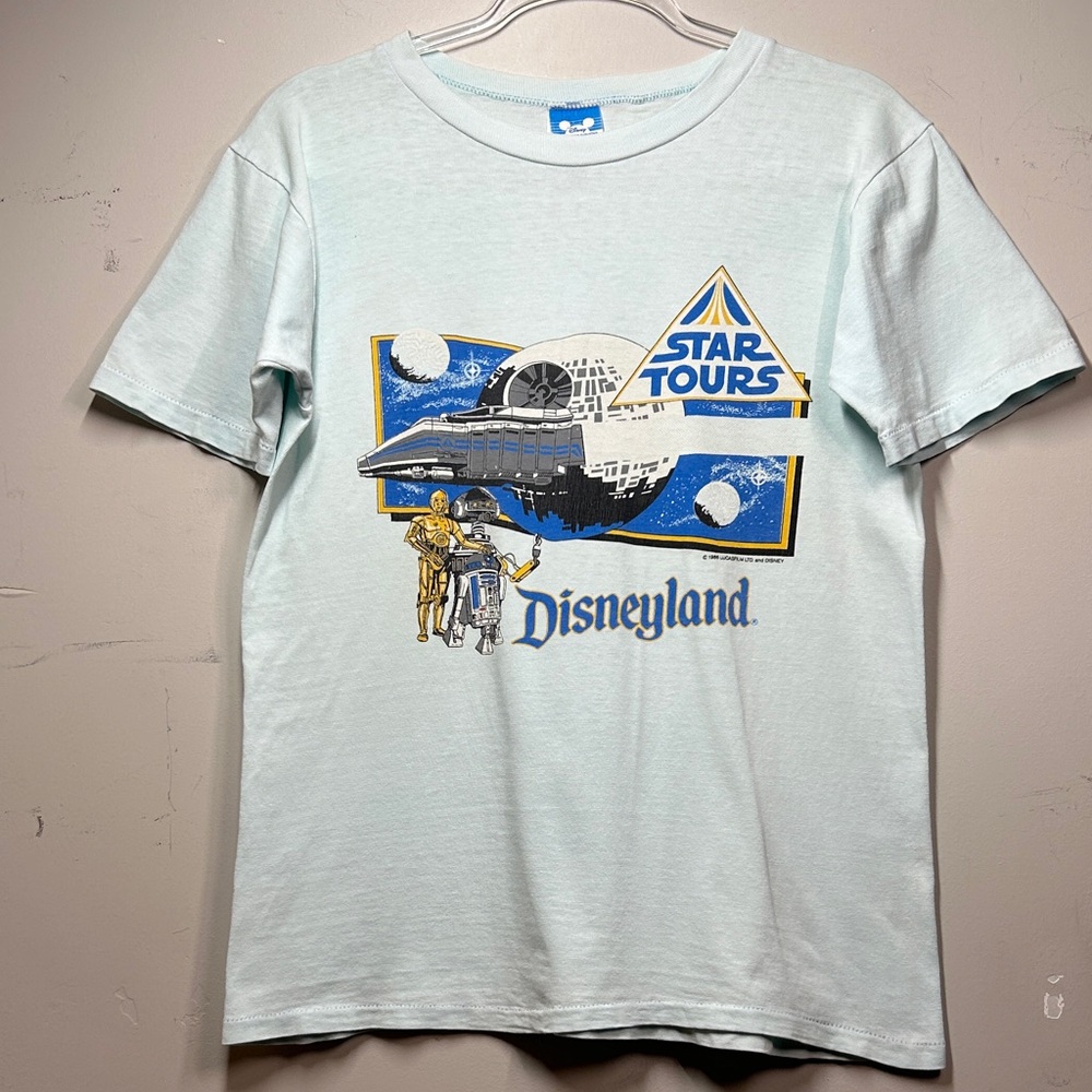 Vintage 1986 Star‎ Tours Disneyland T-Shirt Lucasfilm & Disney Medium USA - Picture 2 of 12